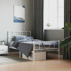 Bedframe Met Hoofd- En Voeteneinde Metaal 100 x 200 cm Wit met hoofdbord & voetbord