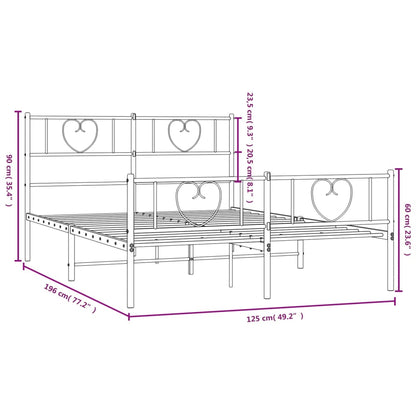 Bedframe Met Hoofd- En Voeteneinde Metaal 120 X 190 Cm Wit met hoofdbord & voetbord