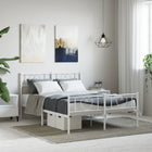 Bed frame with headboard and footboard white metal 120x200 cm
