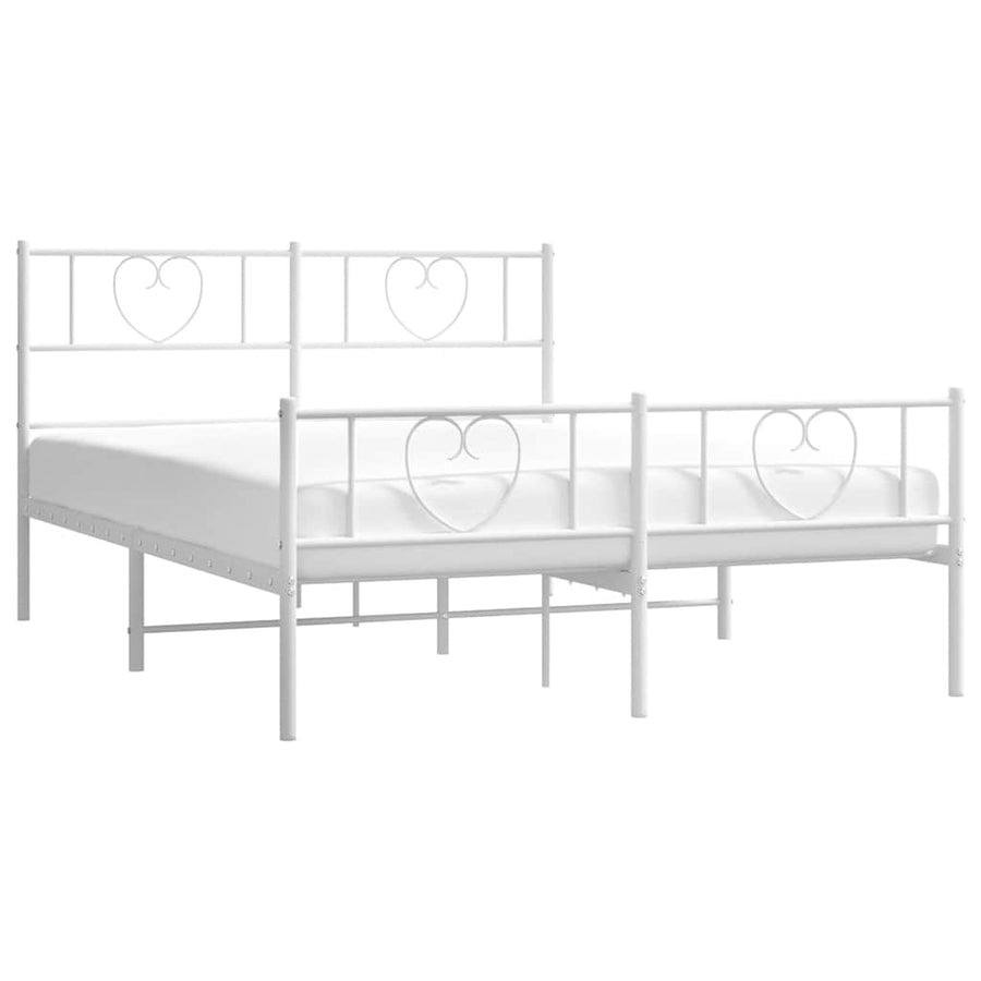 Bedframe Met Hoofd- En Voeteneinde Metaal 135 x 190 cm Wit