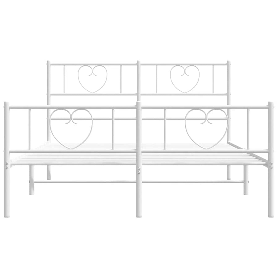 Bedframe Met Hoofd- En Voeteneinde Metaal 135 x 190 cm Wit