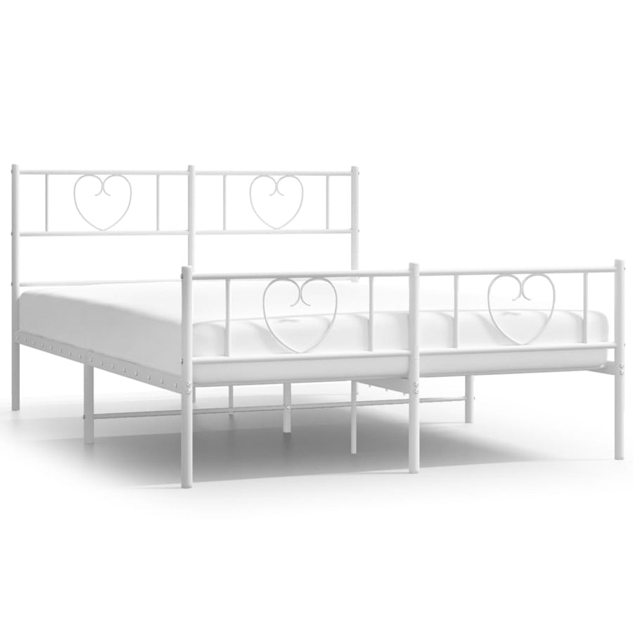 Bedframe Met Hoofd- En Voeteneinde Metaal 140 x 200 cm Wit