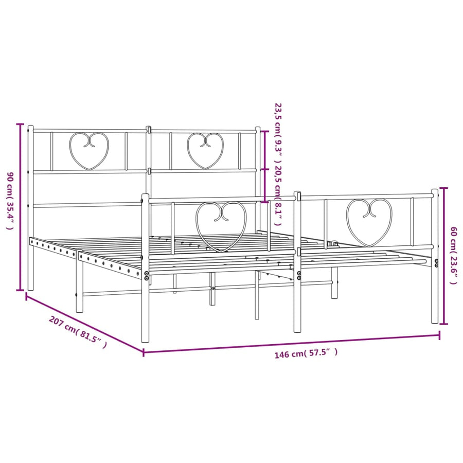 Bedframe Met Hoofd- En Voeteneinde Metaal 140 x 200 cm Wit