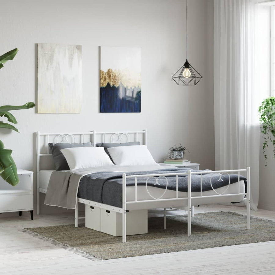 Bedframe Met Hoofd- En Voeteneinde Metaal 140 x 200 cm Wit