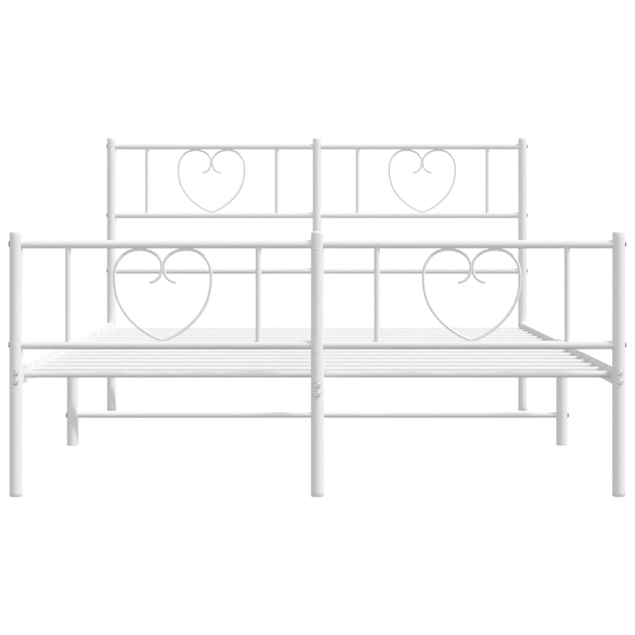 Bedframe Met Hoofd- En Voeteneinde Metaal 150 x 200 cm Wit met hoofdbord & voetbord