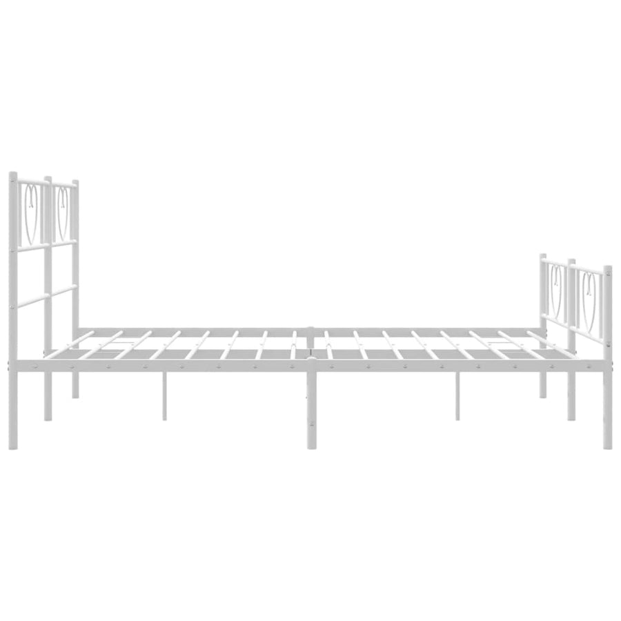 Bedframe Met Hoofd- En Voeteneinde Metaal 150 x 200 cm Wit met hoofdbord & voetbord