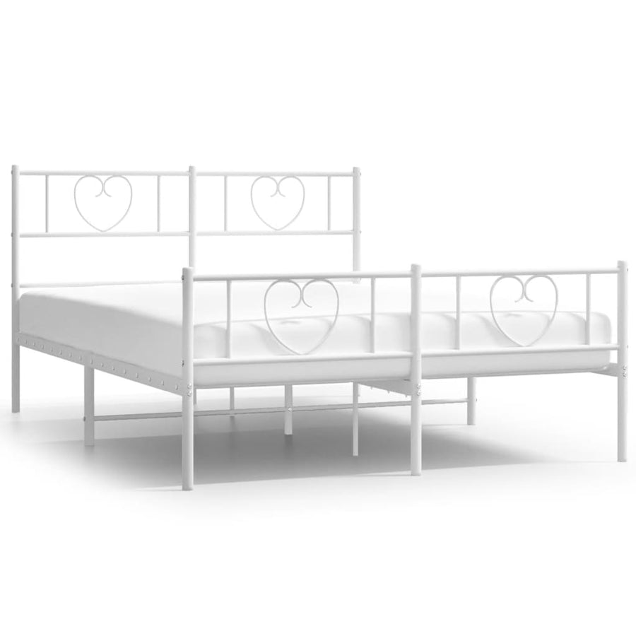 Bedframe Met Hoofd- En Voeteneinde Metaal 160 x 200 cm Wit