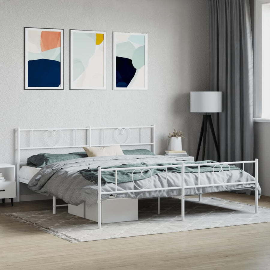 Bedframe met hoofd- en voeteneinde metaal wit 180x200 cm