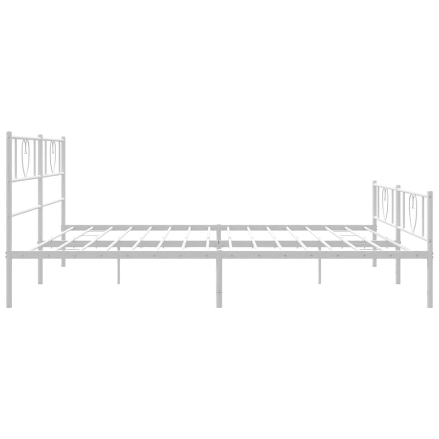 Bedframe Met Hoofd- En Voeteneinde Metaal 183 x 213 cm Wit met hoofdbord & voetbord