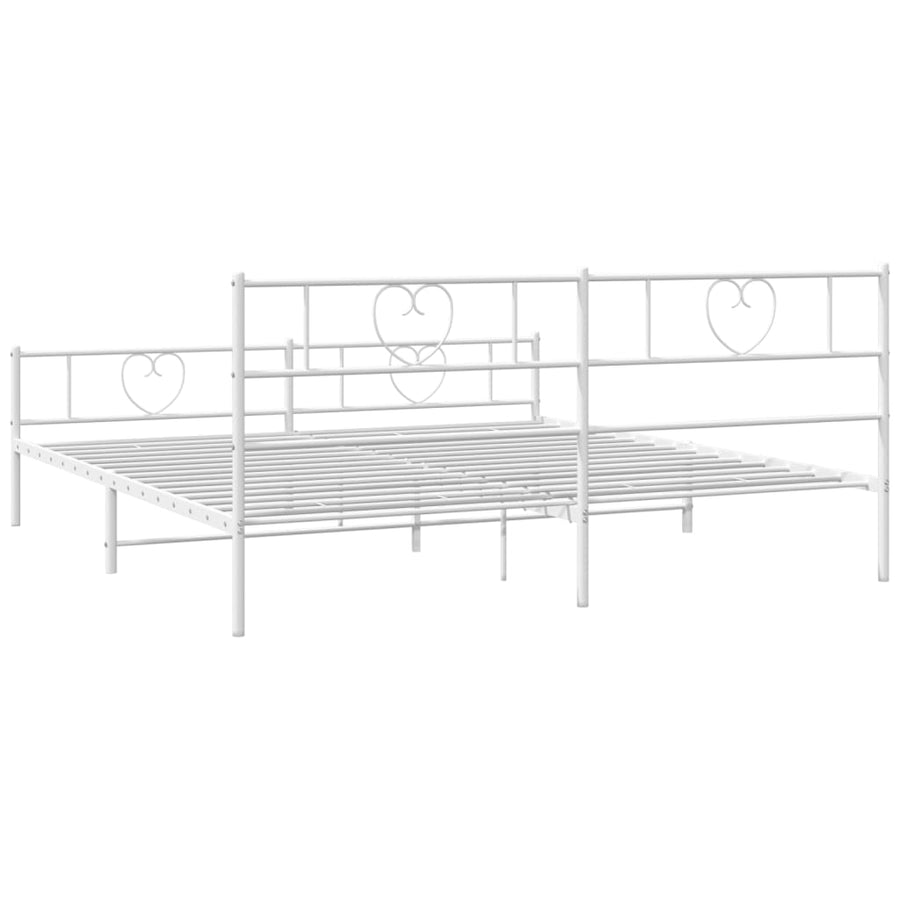 Bedframe Met Hoofd- En Voeteneinde Metaal 183 x 213 cm Wit met hoofdbord & voetbord