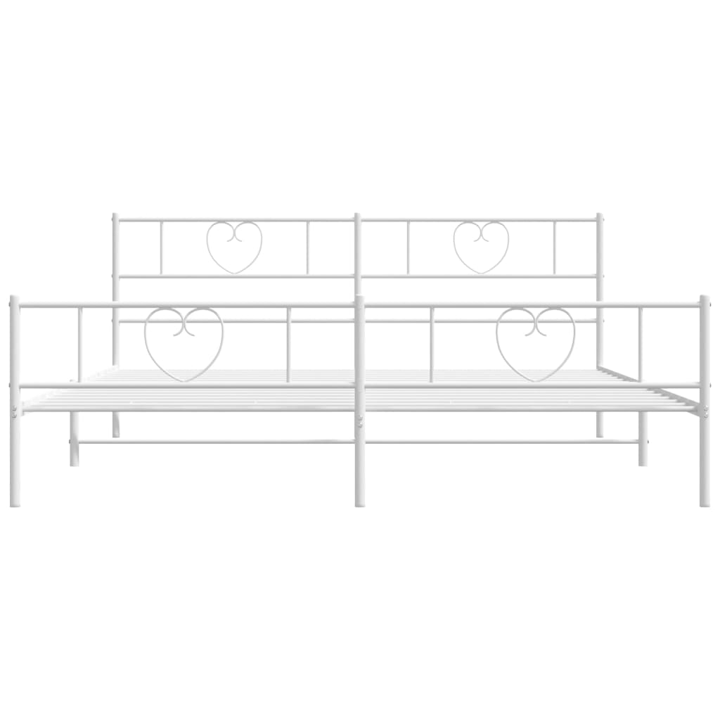 Bedframe Met Hoofd- En Voeteneinde Metaal 193 x 203 cm Wit met hoofdbord & voetbord
