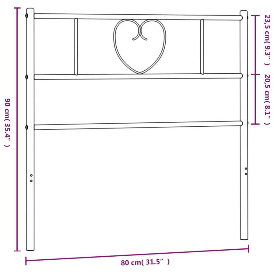 Hoofdbord 75 Cm Metaal Wit