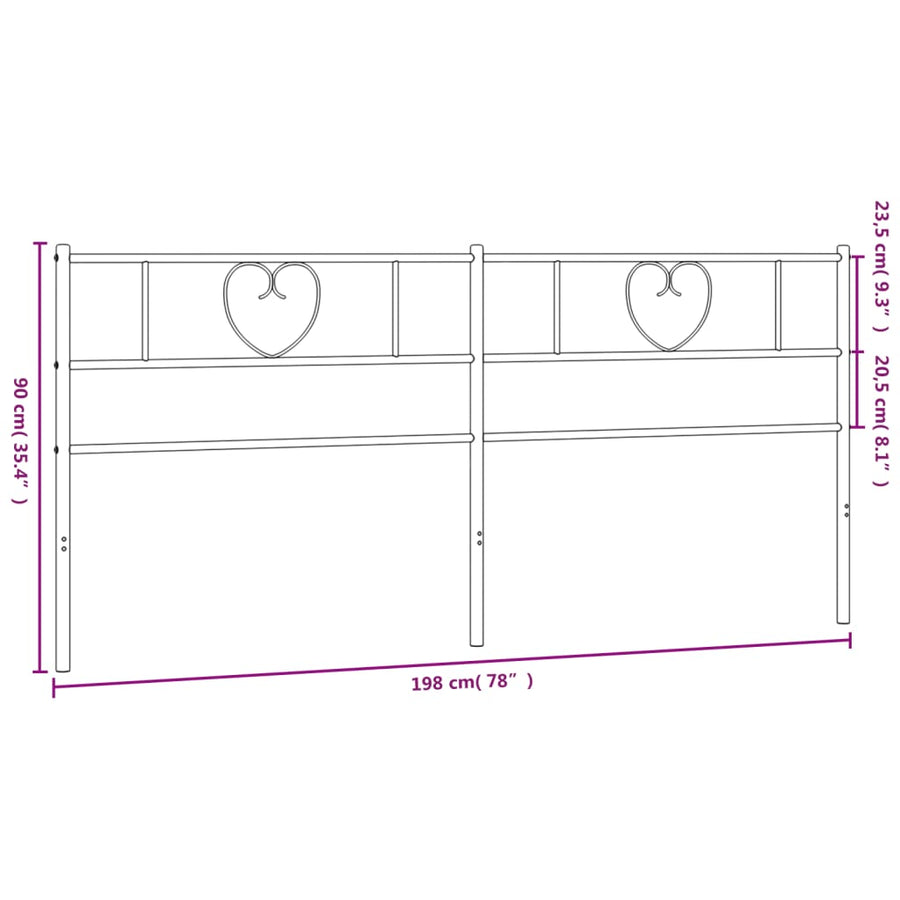 Hoofdbord 193 Cm Metaal Wit
