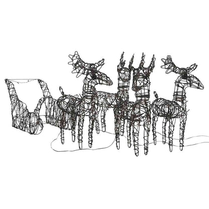 Kerstversiering Rendieren En Sleeën 240 Led's Rattan Warmwit