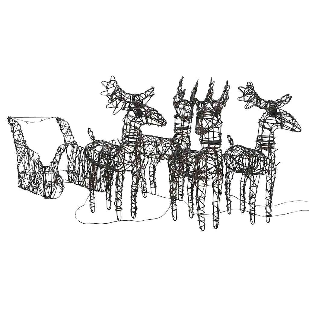 Kerstversiering Rendieren En Sleeën 320 Led's Rattan Warmwit