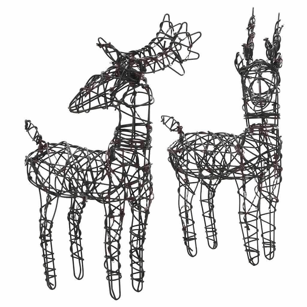 Kerstversiering Rendieren En Sleeën 320 Led's Rattan Warmwit