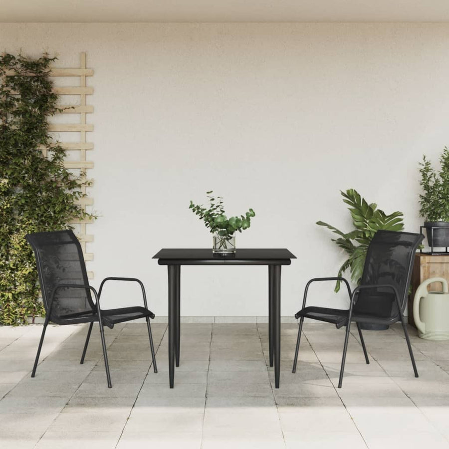 3-Delige Tuinset Textileen En Staal Zwart 2
