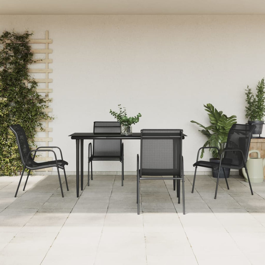 5-Delige Tuinset Textileen En Staal Zwart 4