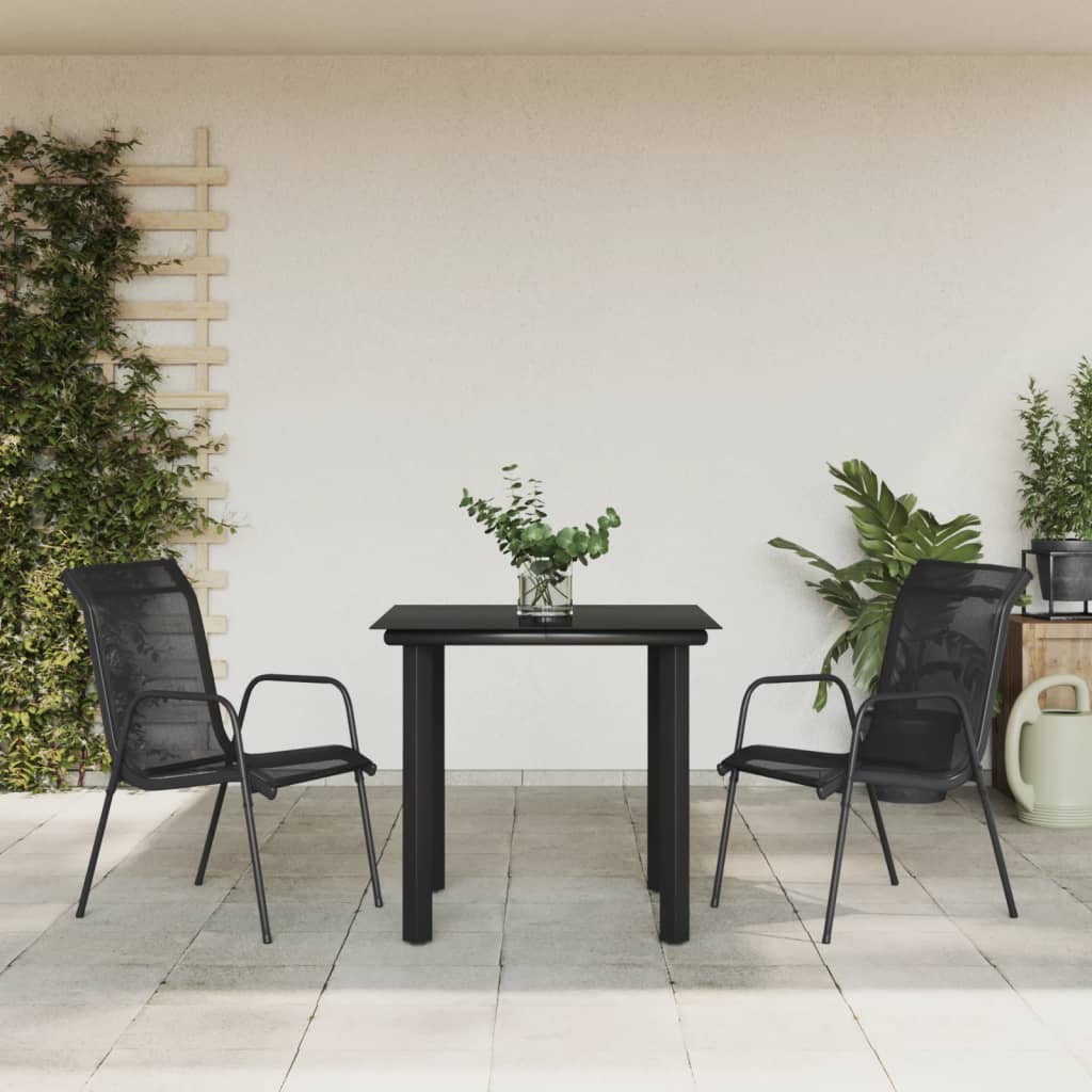 3-Delige Tuinset Textileen En Staal Zwart 2