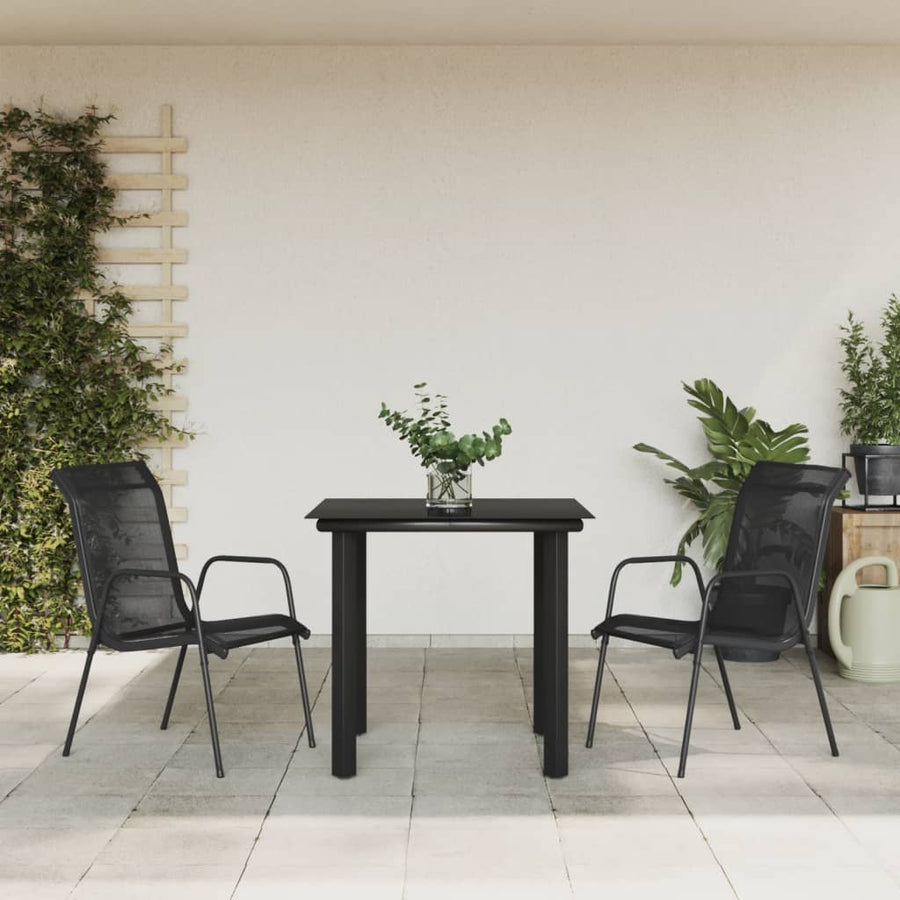 3-Delige Tuinset Textileen En Staal Zwart 2