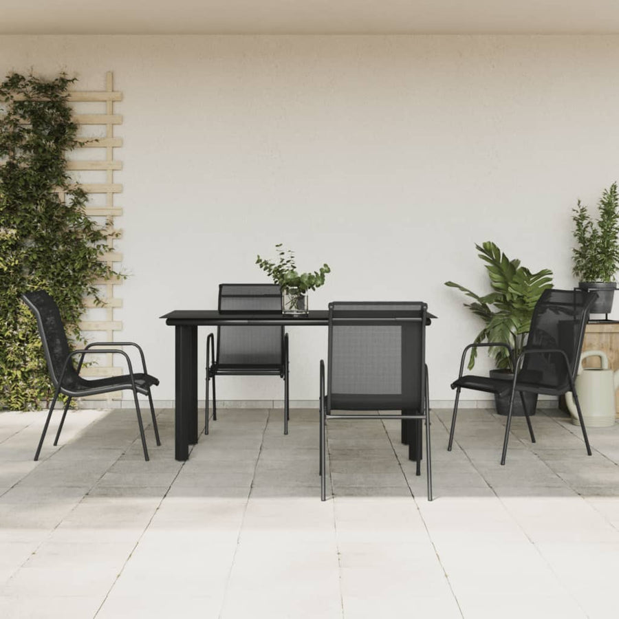 5-Delige Tuinset Textileen En Staal Zwart 4