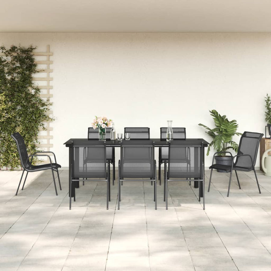 9-Delige Tuinset Textileen En Staal Zwart 8