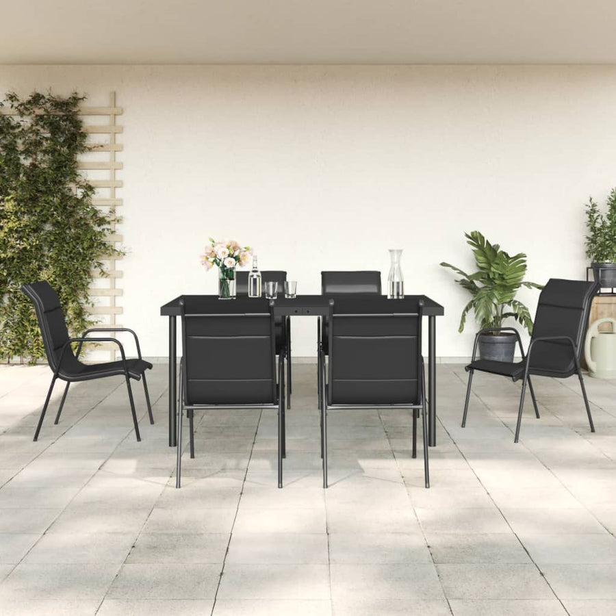 7-Delige Tuinset Textileen En Staal Zwart 6