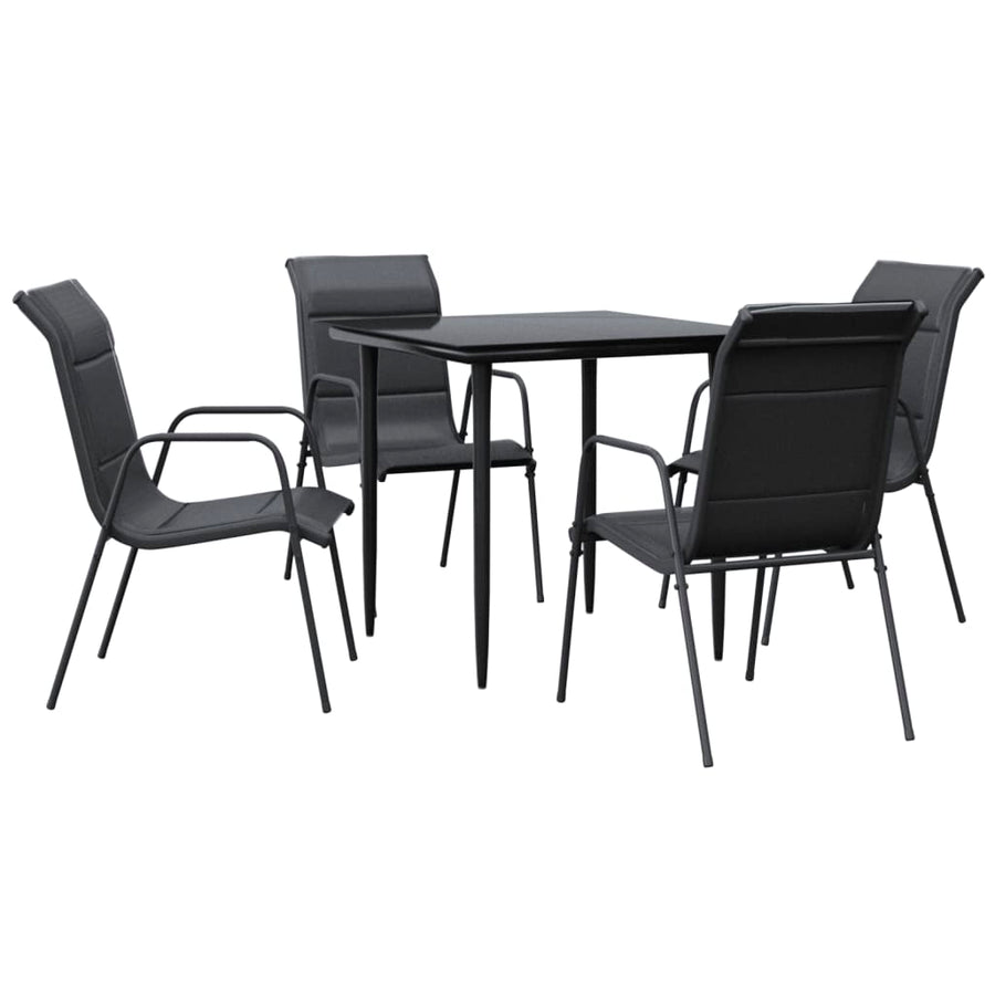 -Delige Tuinset Textileen En Staal Zwart 5 80 cm tafellengte