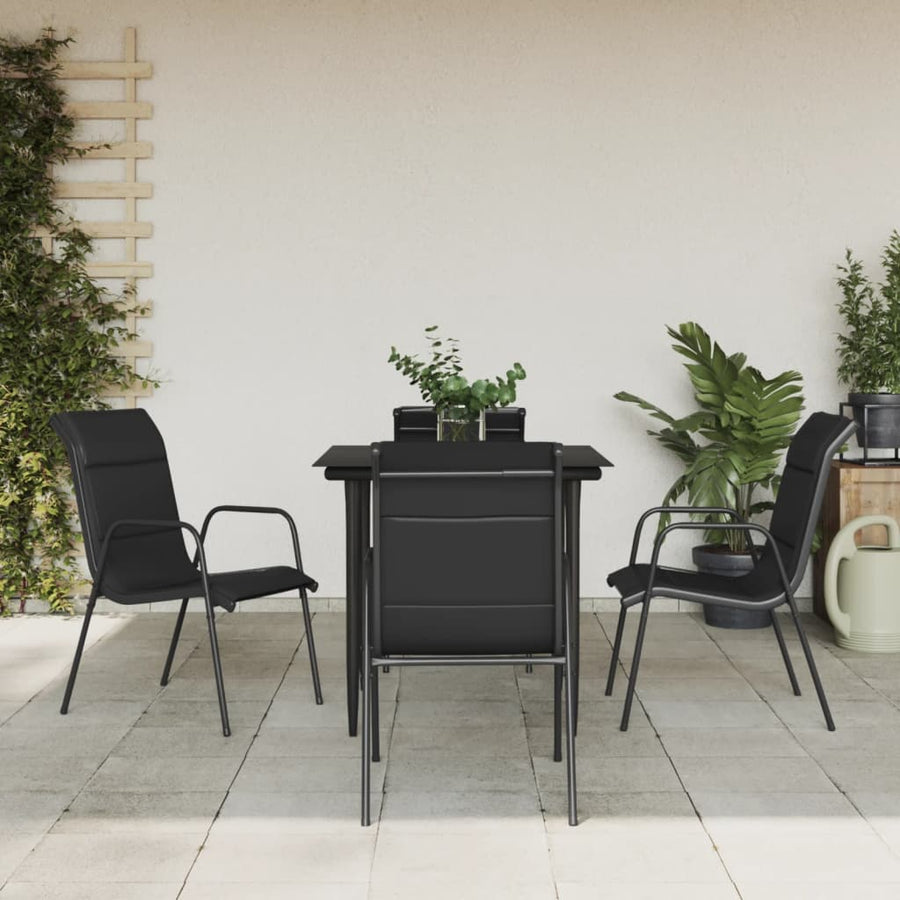 -Delige Tuinset Textileen En Staal Zwart 5 80 cm tafellengte