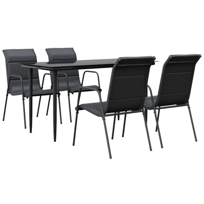 -Delige Tuinset Textileen En Staal Zwart 5 140 cm tafellengte