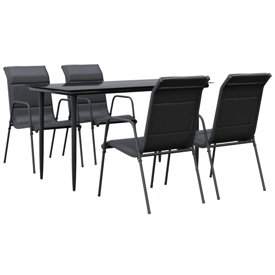 -Delige Tuinset Textileen En Staal Zwart 5 140 cm tafellengte