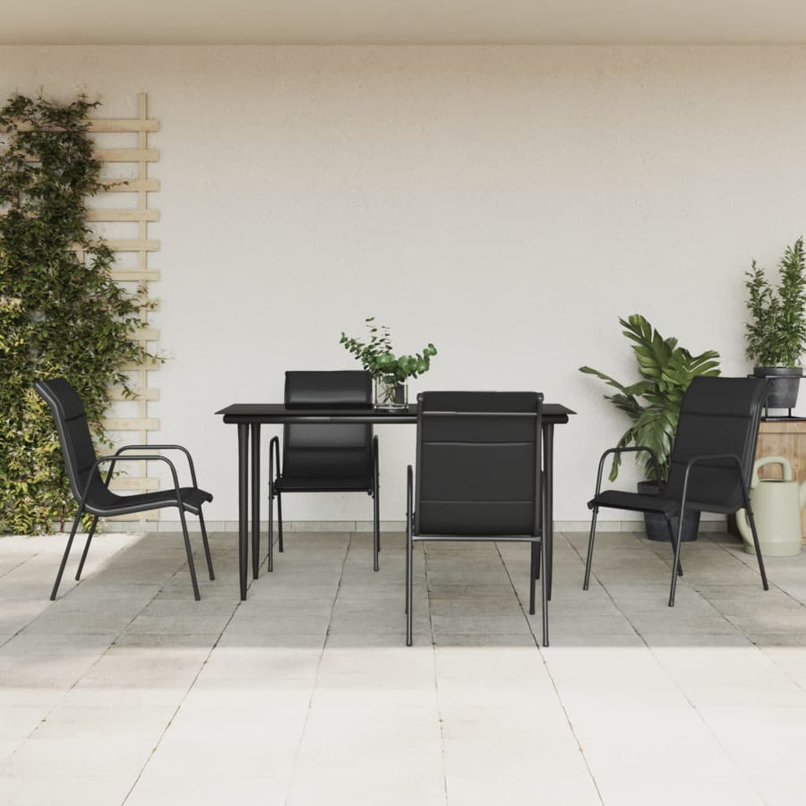 -Delige Tuinset Textileen En Staal Zwart 5 140 cm tafellengte