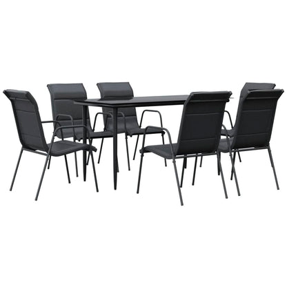 Tuinset Textileen En Staal Zwart 7 140 cm tafellengte