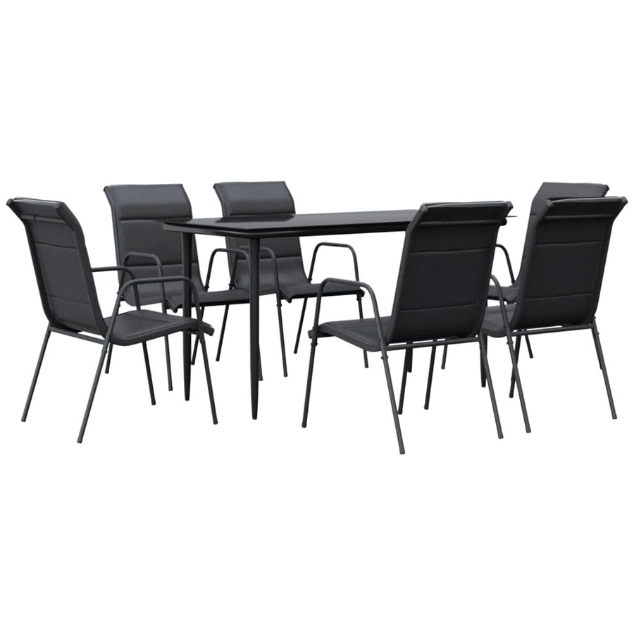 Tuinset Textileen En Staal Zwart 7 140 cm tafellengte