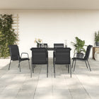7-piece Garden Set Textilene and Steel Black