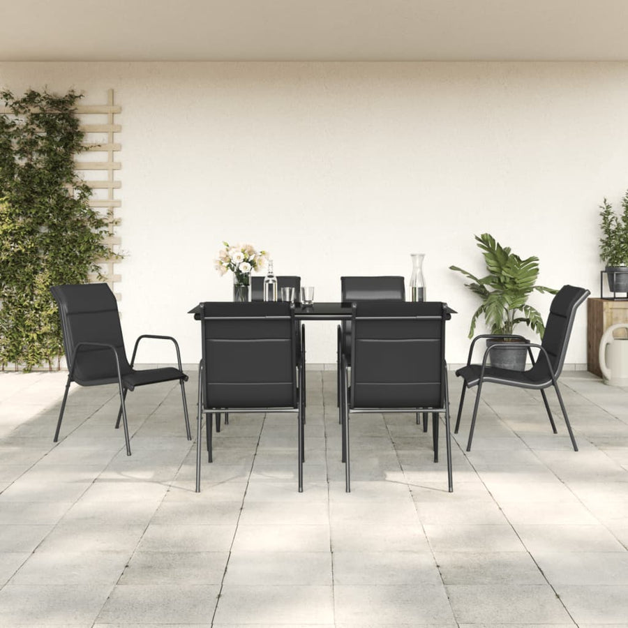 Tuinset Textileen En Staal Zwart 7 140 cm tafellengte
