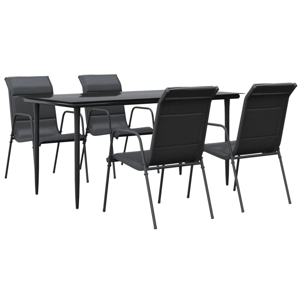 -Delige Tuinset Textileen En Staal Zwart 5 160 cm tafellengte