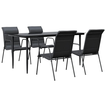 -Delige Tuinset Textileen En Staal Zwart 5 160 cm tafellengte