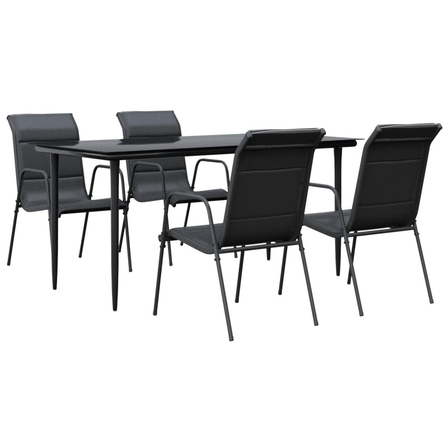 -Delige Tuinset Textileen En Staal Zwart 5 160 cm tafellengte