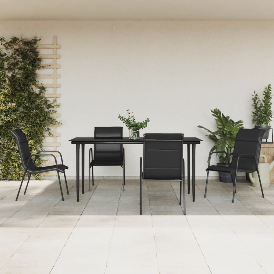 -Delige Tuinset Textileen En Staal Zwart 5 160 cm tafellengte