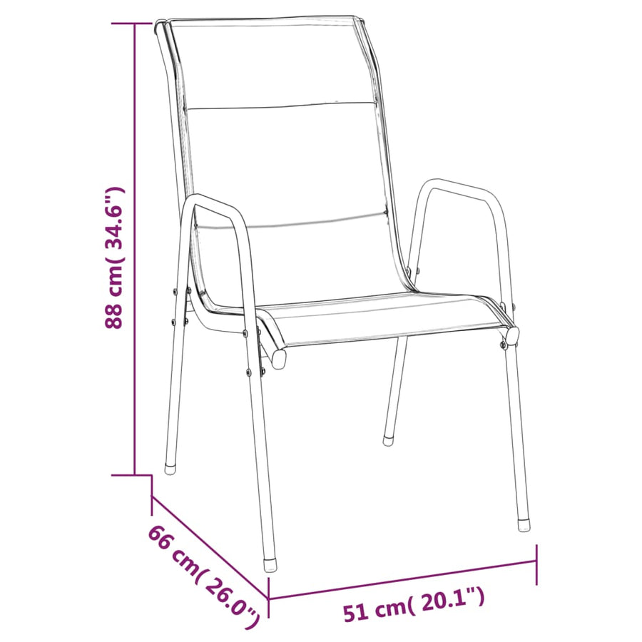 7-Delige Tuinset Textileen En Staal Zwart 6 160 cm tafellengte