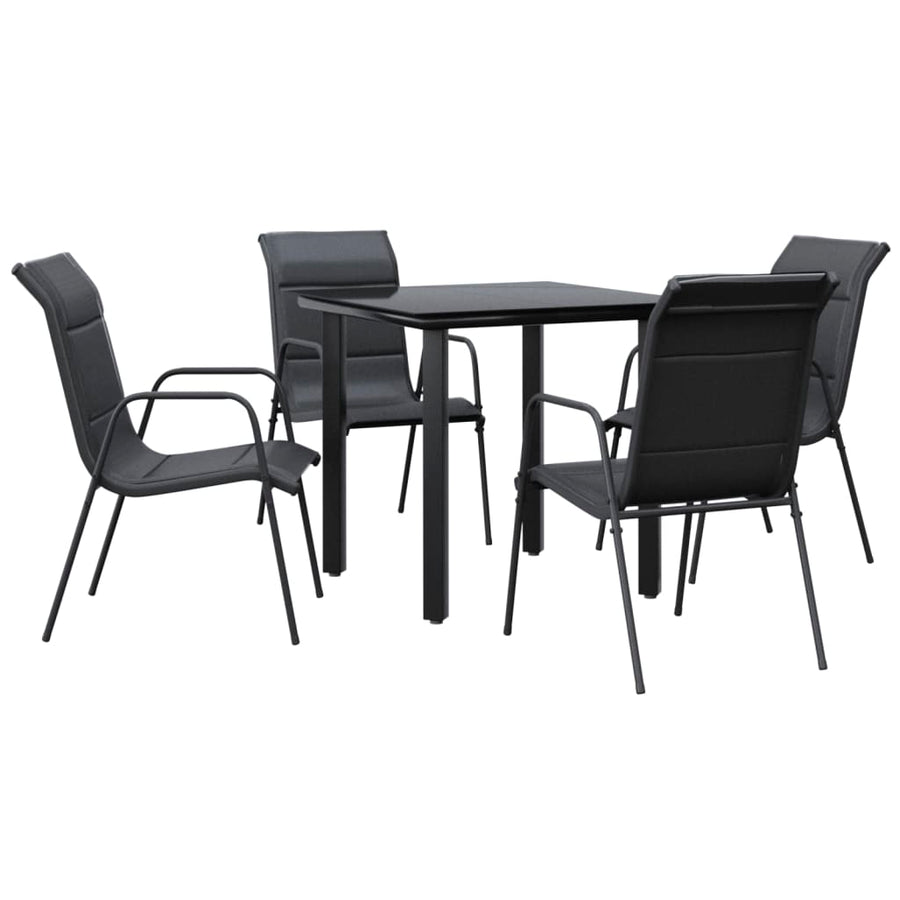 -Delige Tuinset Textileen En Staal Zwart 5 80 cm tafellengte