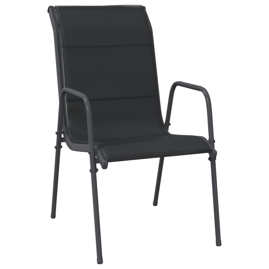 -Delige Tuinset Textileen En Staal Zwart 5 80 cm tafellengte