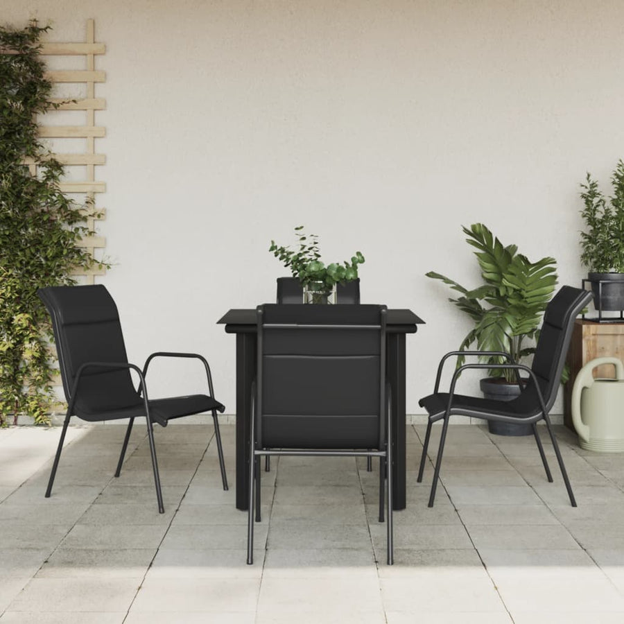-Delige Tuinset Textileen En Staal Zwart 5 80 cm tafellengte