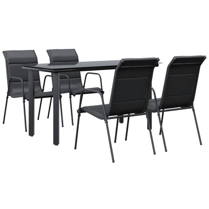 -Delige Tuinset Textileen En Staal Zwart 5 140 cm tafellengte