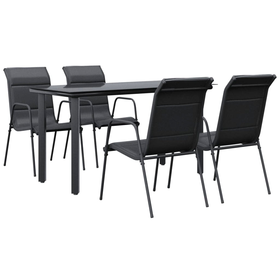 -Delige Tuinset Textileen En Staal Zwart 5 140 cm tafellengte