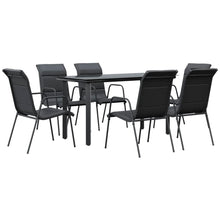 7-Delige Tuinset Textileen En Staal Zwart 6 140 cm tafellengte