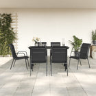 7-piece Garden Set Textilene and Steel Black