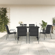 7-Delige Tuinset Textileen En Staal Zwart 6 140 cm tafellengte