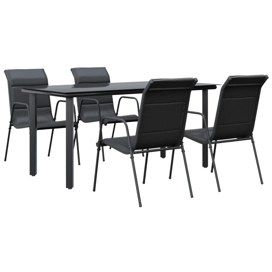 -Delige Tuinset Textileen En Staal Zwart 5 160 cm tafellengte